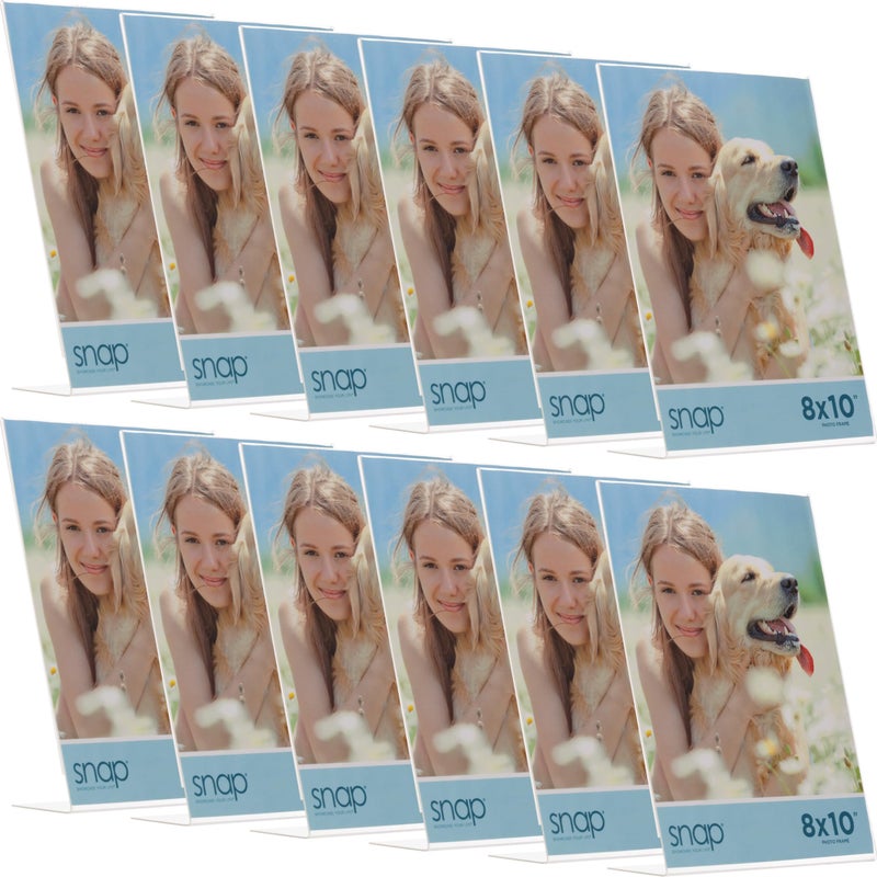SNAP Set of 12 Snap - 8x10 Clear Acrylic Self Standing Photo Frames - Perfect for Showcasing Memories in Style - Versatile and Durable Design for Home or Office DÃ©cor - Rectangular TableTop - Single Picture Frame - Image 1